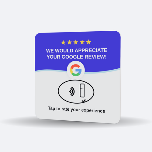 TapKaarten Google Review-sticker, vooraanzicht